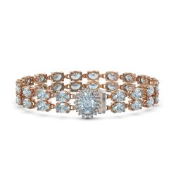27.43 ctw Sky Topaz & Diamond Bracelet 14K Rose Gold - REF-169W2H - SKU:45852