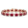 Image 1 : 31.79 ctw Ruby & Diamond Halo Bracelet Rose 10K Rose Gold - REF-390M9F - SKU:40701