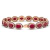 Image 2 : 31.79 ctw Ruby & Diamond Halo Bracelet Rose 10K Rose Gold - REF-390M9F - SKU:40701