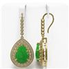 Image 2 : 20.82 ctw Jade & Diamond Earrings 14K Yellow Gold - REF-416M5F - SKU:46187