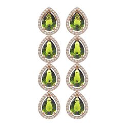 10.48 ctw Tourmaline & Diamond Halo Earrings 10K Rose Gold - REF-195X6R - SKU:41304