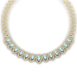 34.96 ctw Sky Topaz & VS Diamond Necklace 18K Yellow Gold - REF-1145X5R - SKU:39446