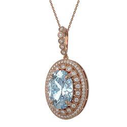 18.77 ctw Sky Topaz & Diamond Necklace 14K Rose Gold - REF-238M5F - SKU:43902