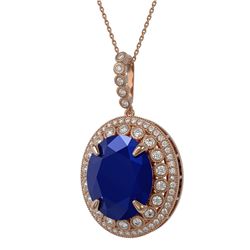 28.98 ctw Sapphire & Diamond Necklace 14K Rose Gold - REF-408A2V - SKU:43926