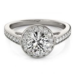 0.90 ctw VS/SI Diamond Halo Ring 18K White Gold - REF-91A5V - SKU:26560