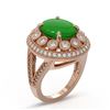 Image 2 : 5.66 ctw Jade & Diamond Ring 14K Rose Gold - REF-166A2V - SKU:46096