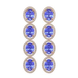 13.64 ctw Tanzanite & Diamond Halo Earrings 10K Rose Gold - REF-269M3F - SKU:40755