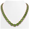 Image 1 : 73.41 ctw Peridot & Diamond Halo Necklace 10K Rose Gold - REF-888F2N - SKU:41502