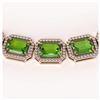 Image 3 : 73.41 ctw Peridot & Diamond Halo Necklace 10K Rose Gold - REF-888F2N - SKU:41502