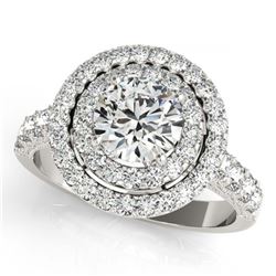 3 ctw VS/SI Diamond Halo Ring 18K White Gold - REF-597M3F - SKU:26886