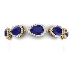 42 ctw Sapphire & VS Diamond Bracelet 18K Yellow Gold - REF-527W3H - SKU:38864