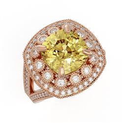 7.22 ctw Canary Citrine & Diamond Ring 14K Rose Gold - REF-135W5H - SKU:43944