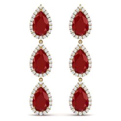 27.06 ctw Ruby & VS Diamond Earrings 18K Yellow Gold - REF-400R2K - SKU:38846