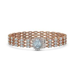 22.17 ctw Aquamarine & Diamond Bracelet 14K Rose Gold - REF-211N4A - SKU:45846