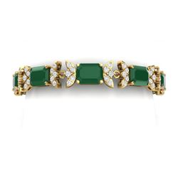 38.13 ctw Emerald & VS Diamond Bracelet 18K Yellow Gold - REF-527V3Y - SKU:39392