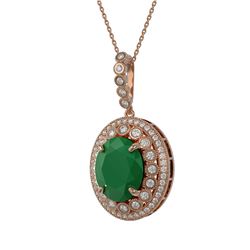 13.75 ctw Emerald & Diamond Necklace 14K Rose Gold - REF-288H7M - SKU:43860