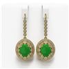 Image 1 : 11.02 ctw Jade & Diamond Earrings 14K Yellow Gold - REF-296Y2X - SKU:46103