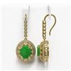 Image 2 : 11.02 ctw Jade & Diamond Earrings 14K Yellow Gold - REF-296Y2X - SKU:46103