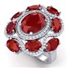 Image 1 : 9.86 ctw Ruby & VS Diamond Ring 18K White Gold - REF-218F2N - SKU:39294