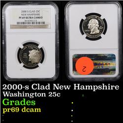 NGC 2000-s Clad New Hampshire Washington Quarter 25c Graded pr69 dcam By NGC