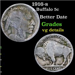 1916-s Buffalo Nickel 5c Grades vg details