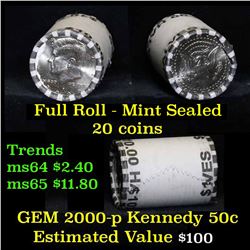 2000-p $10 Bank Rolled Kennedy Half Dollar Shotgun Roll Grades