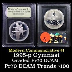 1995-P Olympic Gymnast Modern Commem Dollar $1 Graded GEM++ Proof Deep Cameo By USCG