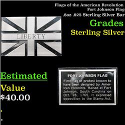 Flags of the American Revolution Fort Johnson Flag .8oz .925 Sterling Silver Bar