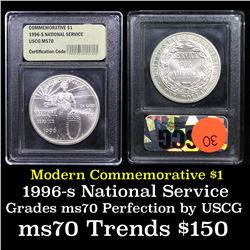 1996-s Community Service Modern Commem Dollar $1 Graded ms70, Perfection By USCG