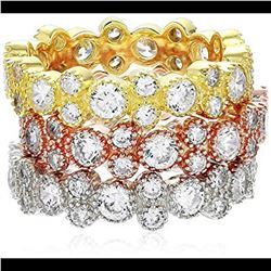 Sterling Silver Tricolor Alternating 2 + 1 Stack Ring Grades