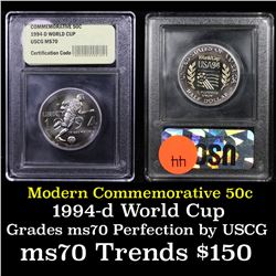 1994-d World Cup Modern Commem Half Dollar 50c Graded ms70, Perfection By USCG