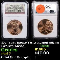 NGC 2007 First Spouce Series Abigail Adams Bronze Medal Graded ms65 By NGC