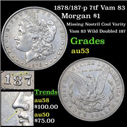 1878/187-p 7tf Vam 83 Morgan Dollar $1 Grades Select AU