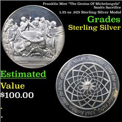Franklin Mint "The Genius Of Michelangelo" Noah's Sacrifice 1.35 oz .925 Sterling Silver Medal