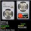Image 1 : NGC 1935-p Peace Dollar $1 Graded ms62 By NGC