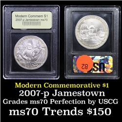 2007-p Jamestown Modern Commem Dollar $1 Graded ms70, Perfection By USCG