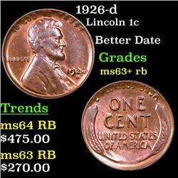 1926-d Lincoln Cent 1c Grades Select+ Unc RB