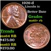 Image 1 : 1926-d Lincoln Cent 1c Grades Select+ Unc RB
