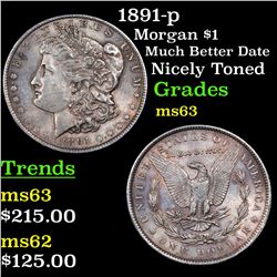 1891-p Morgan Dollar $1 Grades Select Unc