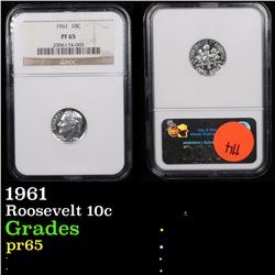 NGC 1961 Roosevelt Dime 10c Graded pr65 By NGC