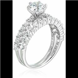 Decidance Sterling Silver CZ Round Cut Wedding Set Size 6 Grades