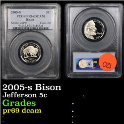 PCGS 2005-s Bison Jefferson Nickel 5c Graded pr69 dcam By PCGS