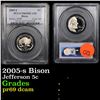 Image 1 : PCGS 2005-s Bison Jefferson Nickel 5c Graded pr69 dcam By PCGS