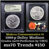 Image 1 : 1999-p Dolley Madison Modern Commem Dollar $1 Graded ms70, Perfection By USCG