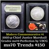 Image 1 : 2005-p John Marshall Modern Commem Dollar $1 Graded ms70, Perfection By USCG