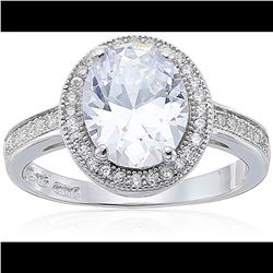 Decadence Sterling Silver Oval Cut Cubic Zirconia Engagement Ring Size 6