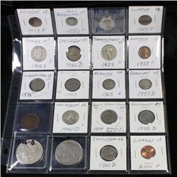 20 Mixed Coins Morgan $1, Peace $1, Proof Washington 25c, Barber 10c, Seated Liberty 25c, Buffalo 5c
