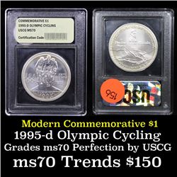 1995-d Olympics Cycling Modern Commem Dollar $1 Graded ms70, Perfection By USCG