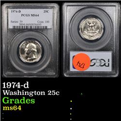 1974-d Washington Quarter 25c Graded ms64 By PCGS