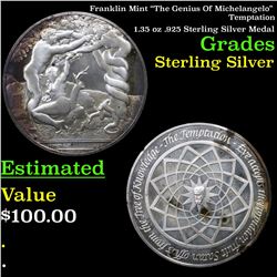 Franklin Mint "The Genius Of Michelangelo" Temptation 1.35 oz .925 Sterling Silver Medal